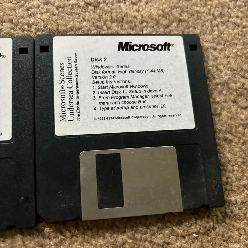 Microsoft Scenes Undersea Collection Setup Disks 1993-1994 *2 Disks*
